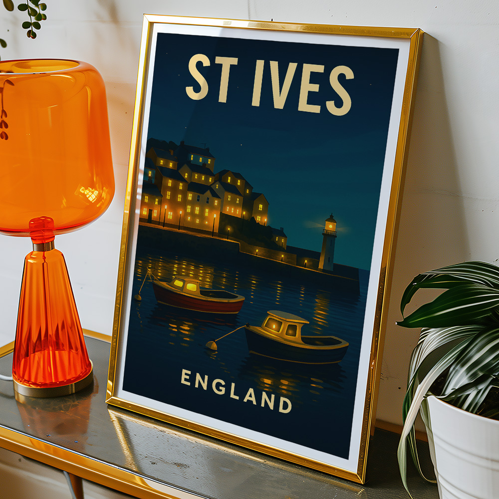 Alternative view of ST IVES BY NIGHT MINIMALIST TRAVEL POSTER