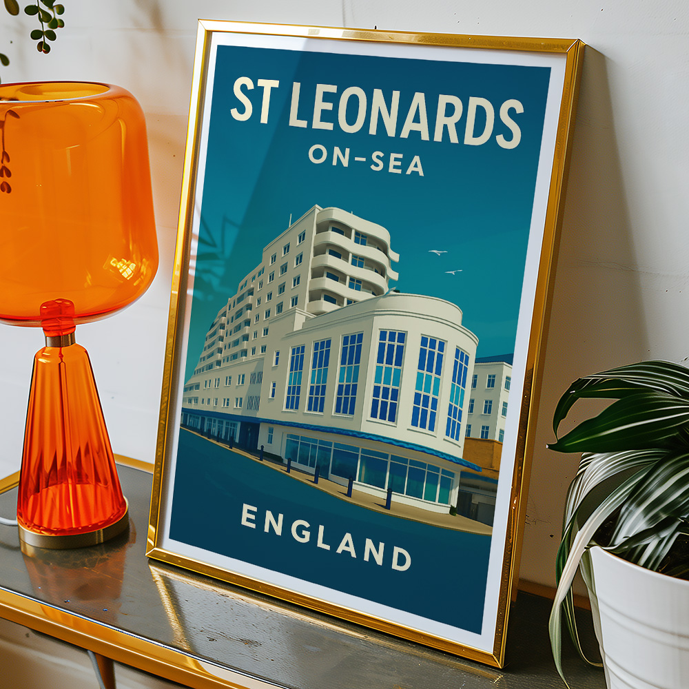 Alternative view of ST LEONARDS-ON-SEA MARINE COURT MINIMALIST TRAVEL POSTER