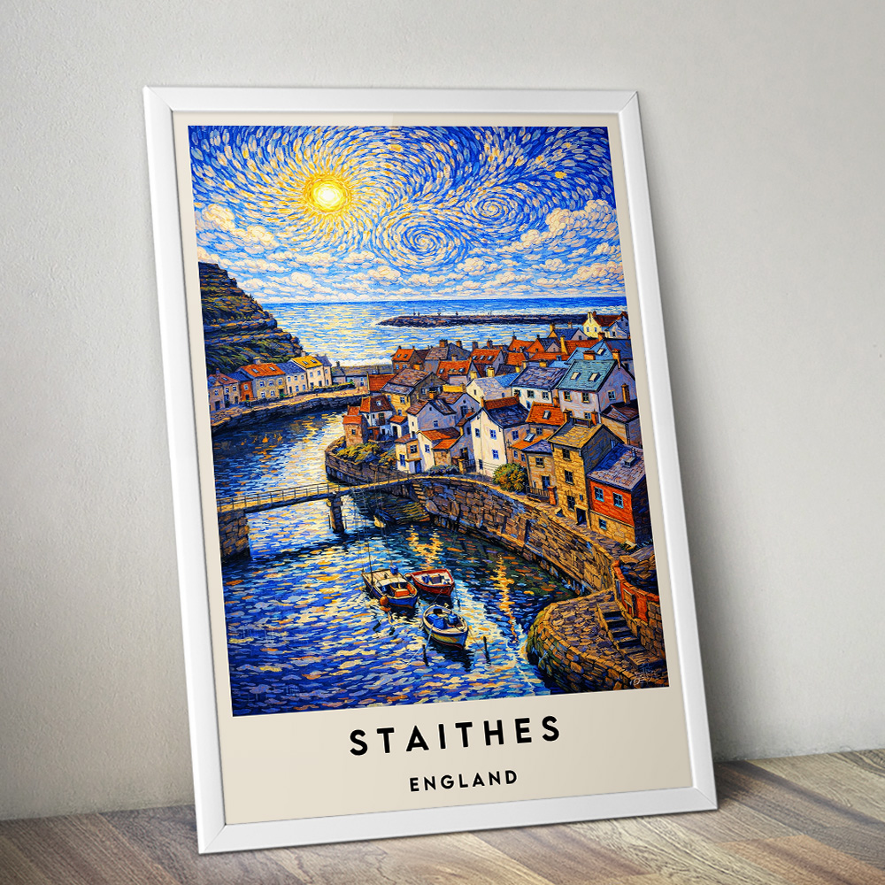 STAITHES VAN GOGH STYLE TRAVEL POSTER NORTH EAST