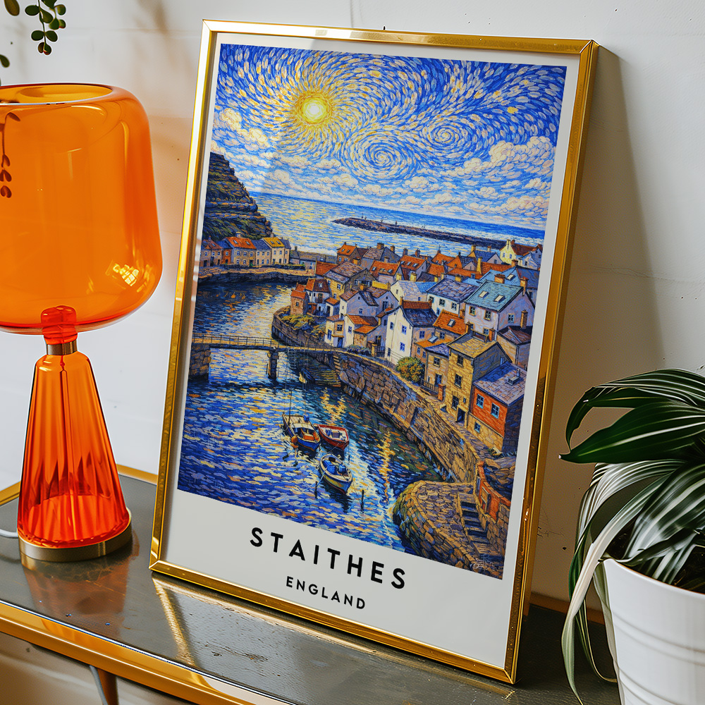 Alternative view of STAITHES VAN GOGH STYLE TRAVEL POSTER NORTH EAST