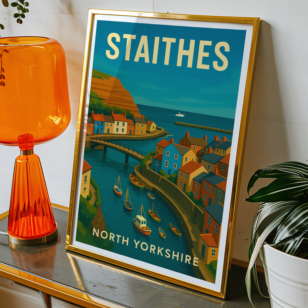 Alternative view of STAITHES HARBOUR MINIMALIST TRAVEL POSTER NORTH EAST