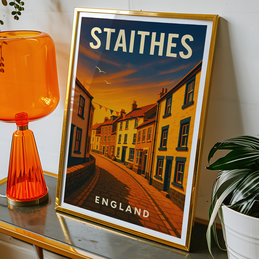 Alternative view of STAITHES STREETS AT SUNSET MINIMALIST TRAVEL POSTER NORTH EAST