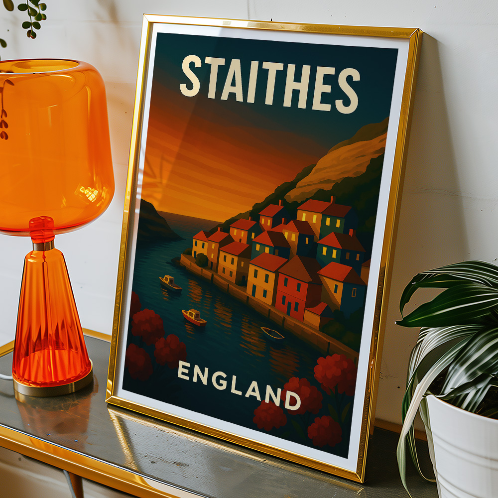 Alternative view of STAITHES AT SUNSET MINIMALIST TRAVEL POSTER NORTH EAST