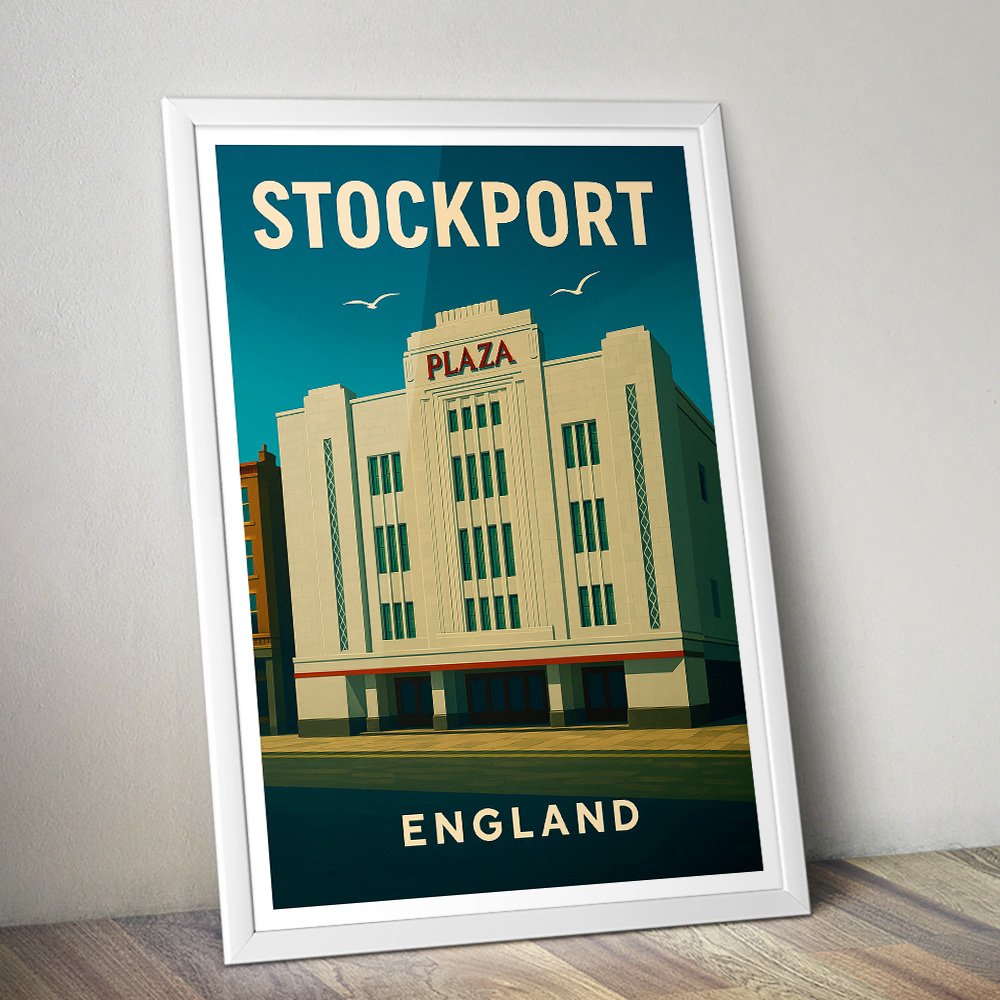 STOCKPORT THE PLAZA MINIMALIST TRAVEL POSTER NORTH WEST