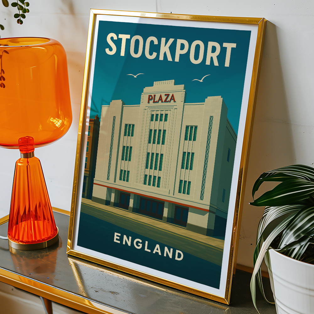Alternative view of STOCKPORT THE PLAZA MINIMALIST TRAVEL POSTER NORTH WEST