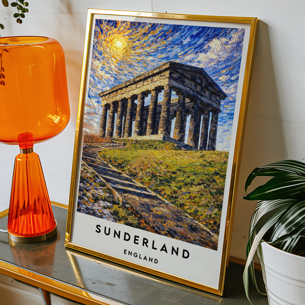 Alternative view of SUNDERLAND PENSHAW MONUMENT VAN GOGH STYLE TRAVEL POSTER NORTH EAST