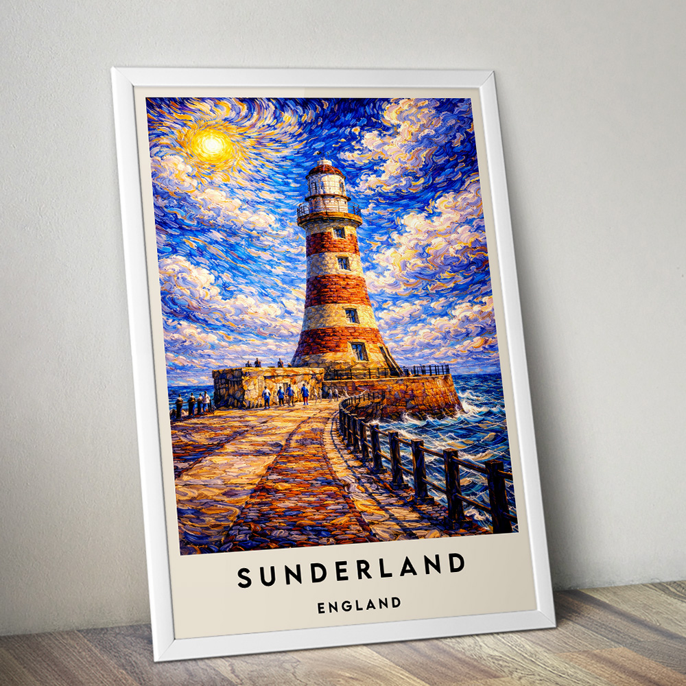 SUNDERLAND ROKER LIGHTHOUSE VAN GOGH STYLE TRAVEL POSTER NORTH EAST