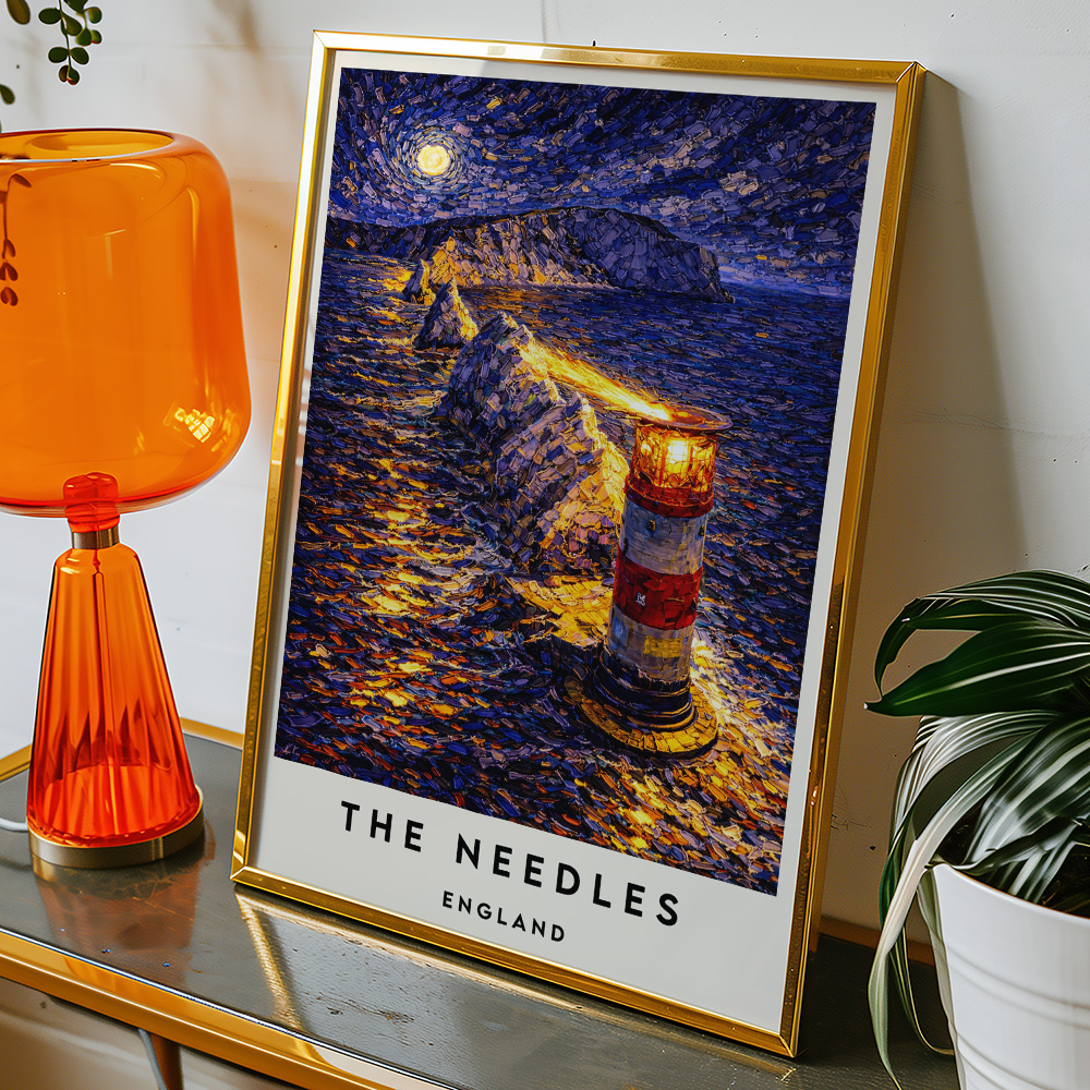 Alternative view of THE NEEDLES AT NIGHT VAN GOGH STYLE TRAVEL POSTER