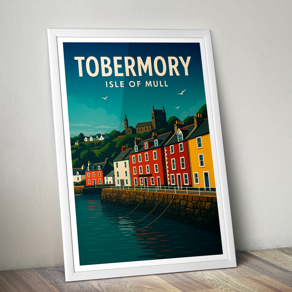 TOBERMORY HARBOUR SUNSHINE MINIMALIST TRAVEL POSTER