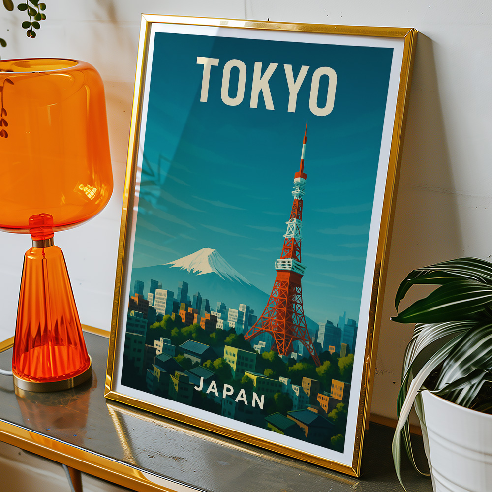 Alternative view of TOKYO TOWER AND MOUNT FUJI MINIMALIST TRAVEL POSTER