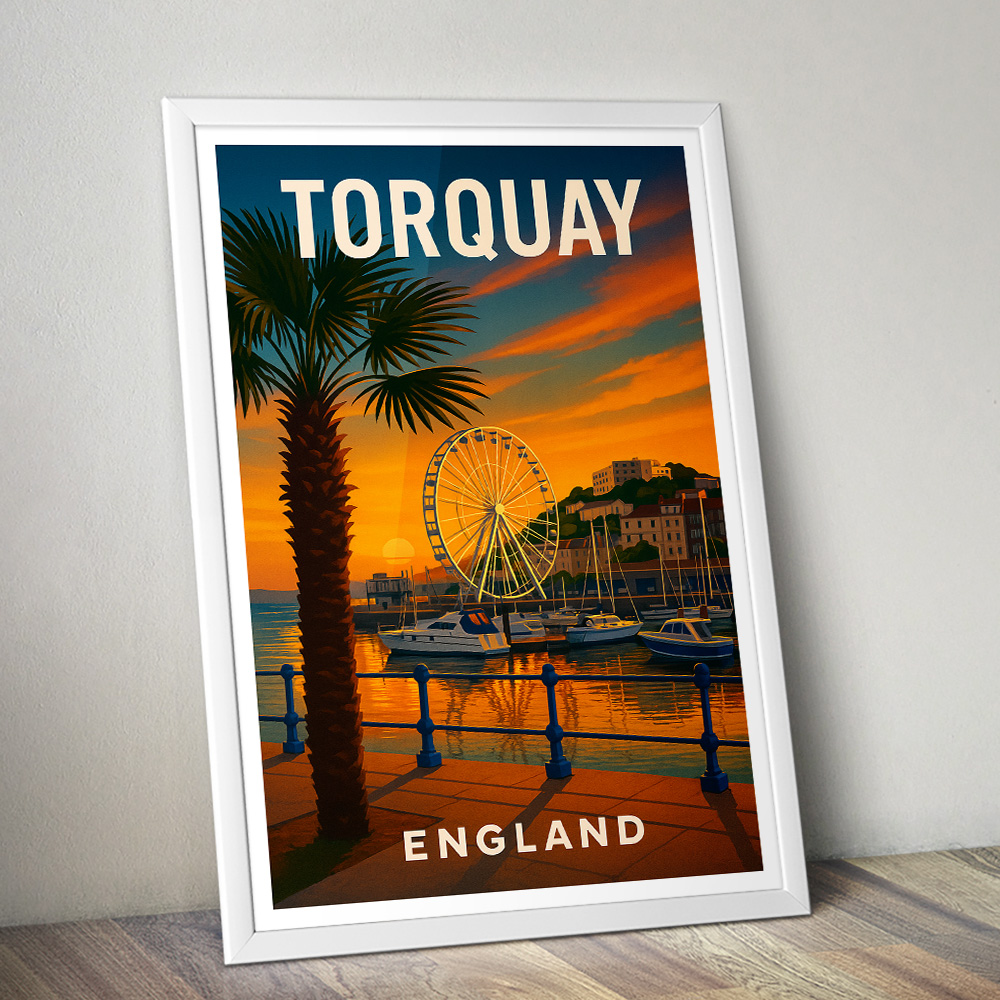 TORQUAY SUNSET BY THE MARINA MINIMALIST TRAVEL POSTER