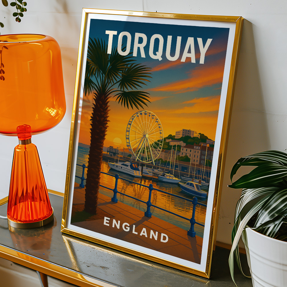Alternative view of TORQUAY SUNSET BY THE MARINA MINIMALIST TRAVEL POSTER