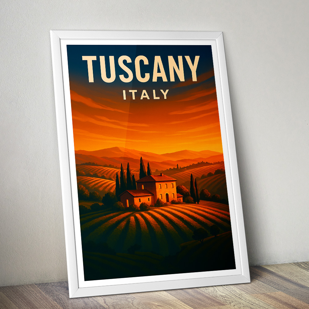 TUSCANY AT SUNSET MINIMALIST TRAVEL POSTER