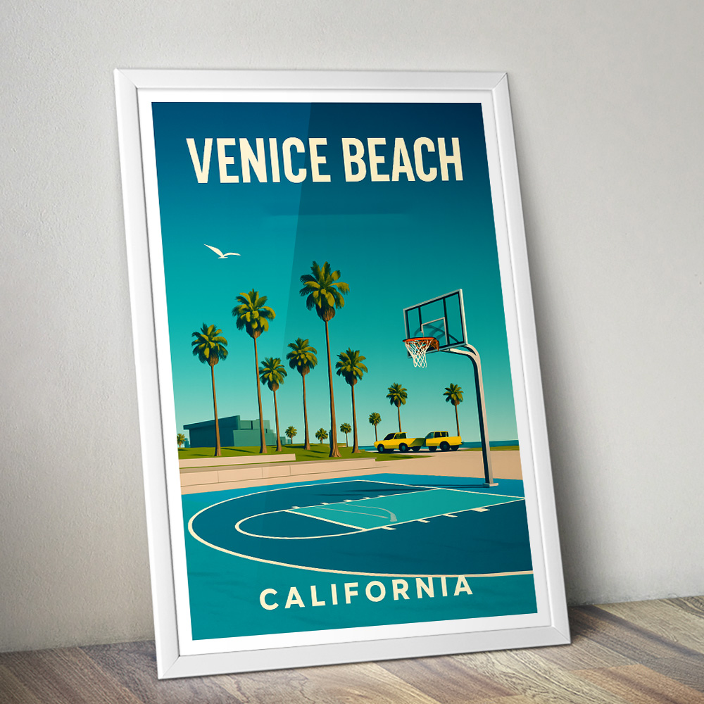 VENICE BEACH BASKETBALL MINIMALIST TRAVEL POSTER