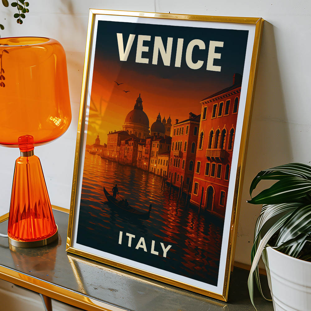 Alternative view of VENICE SUNSET OVER GRAND CANAL MINIMALIST TRAVEL POSTER