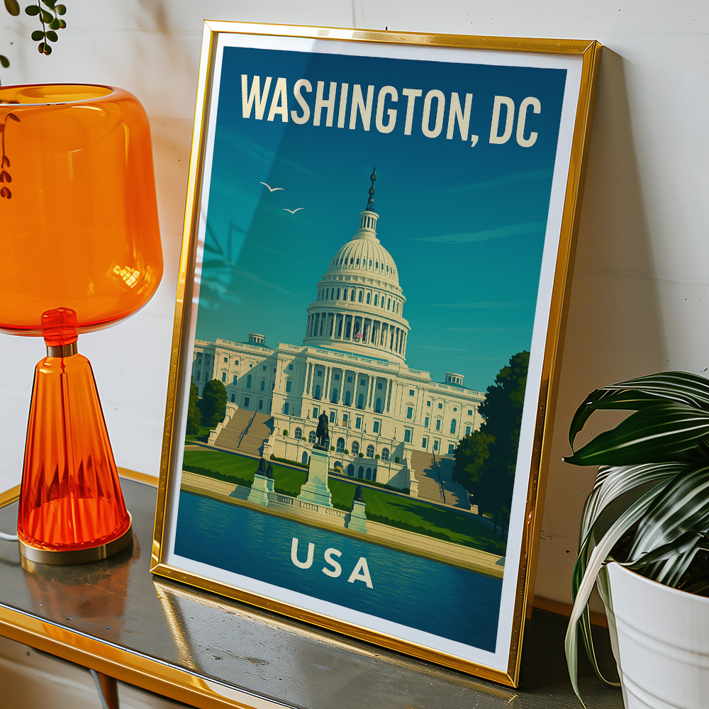 Alternative view of WASHINGTON DC CAPITOL AND GRANT STATUE MINIMALIST TRAVEL POSTER
