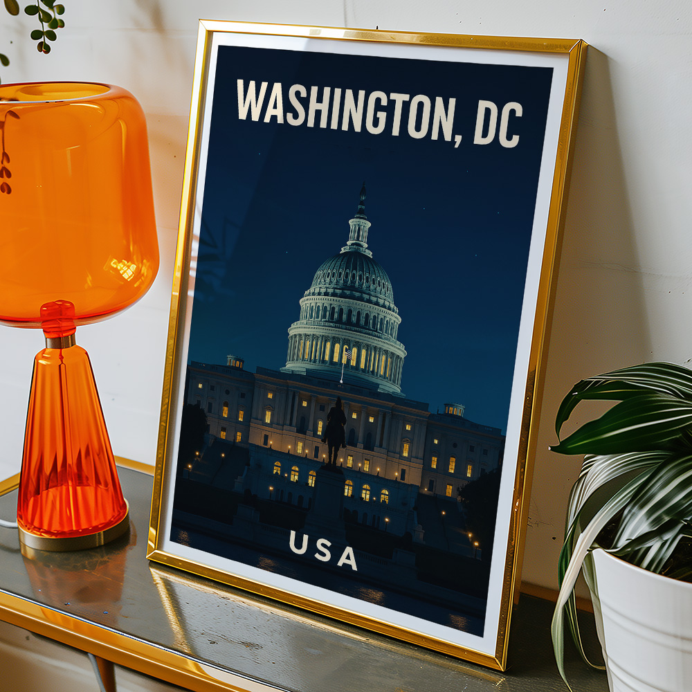 Alternative view of WASHINGTON DC CAPITOL AT NIGHT MINIMALIST TRAVEL POSTER