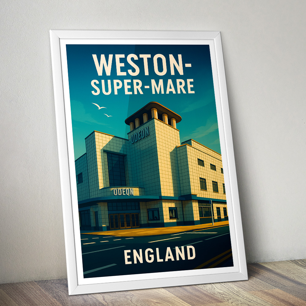 WESTON-SUPER-MARE ODEON CINEMA MINIMALIST TRAVEL POSTER