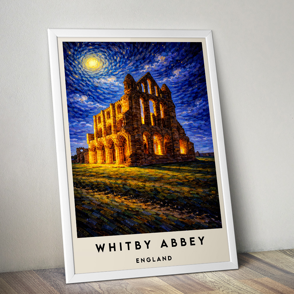WHITBY ABBEY AT NIGHT VAN GOGH STYLE TRAVEL POSTER NORTH EAST