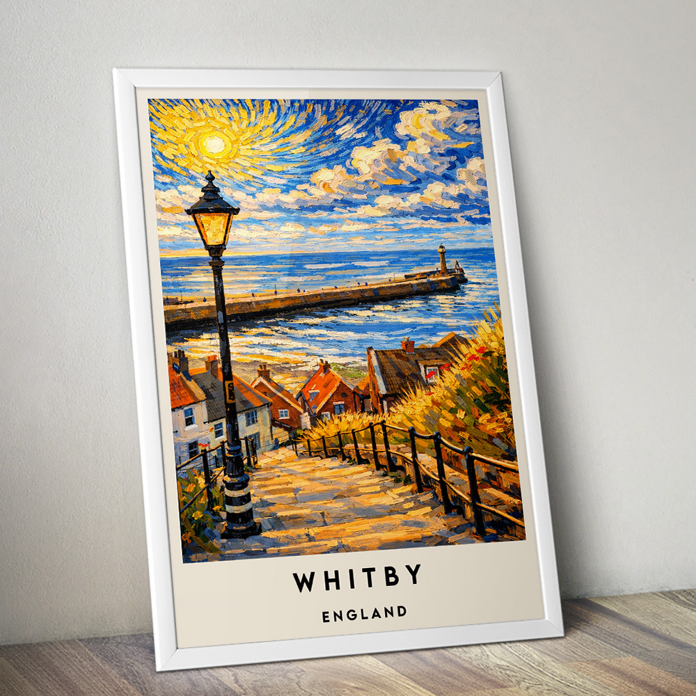 WHITBY STEPS VAN GOGH STYLE TRAVEL POSTER NORTH EAST