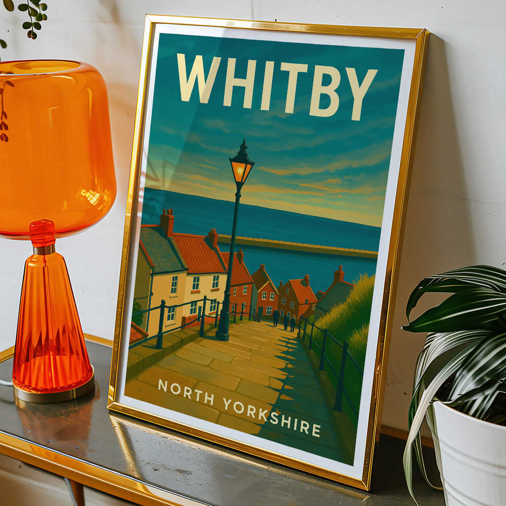 Alternative view of WHITBY STEPS MINIMALIST TRAVEL POSTER NORTH EAST