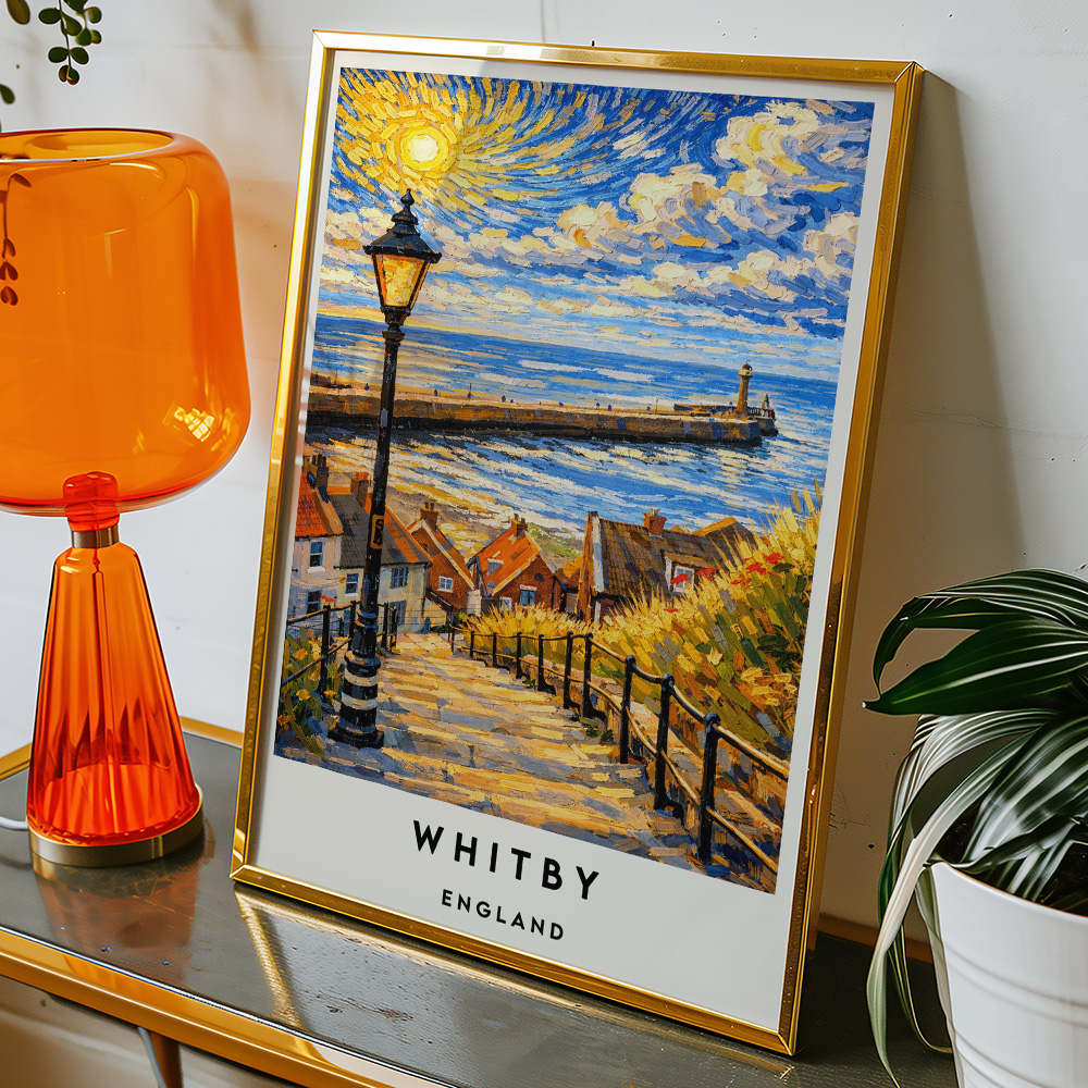 Alternative view of WHITBY STEPS VAN GOGH STYLE TRAVEL POSTER NORTH EAST