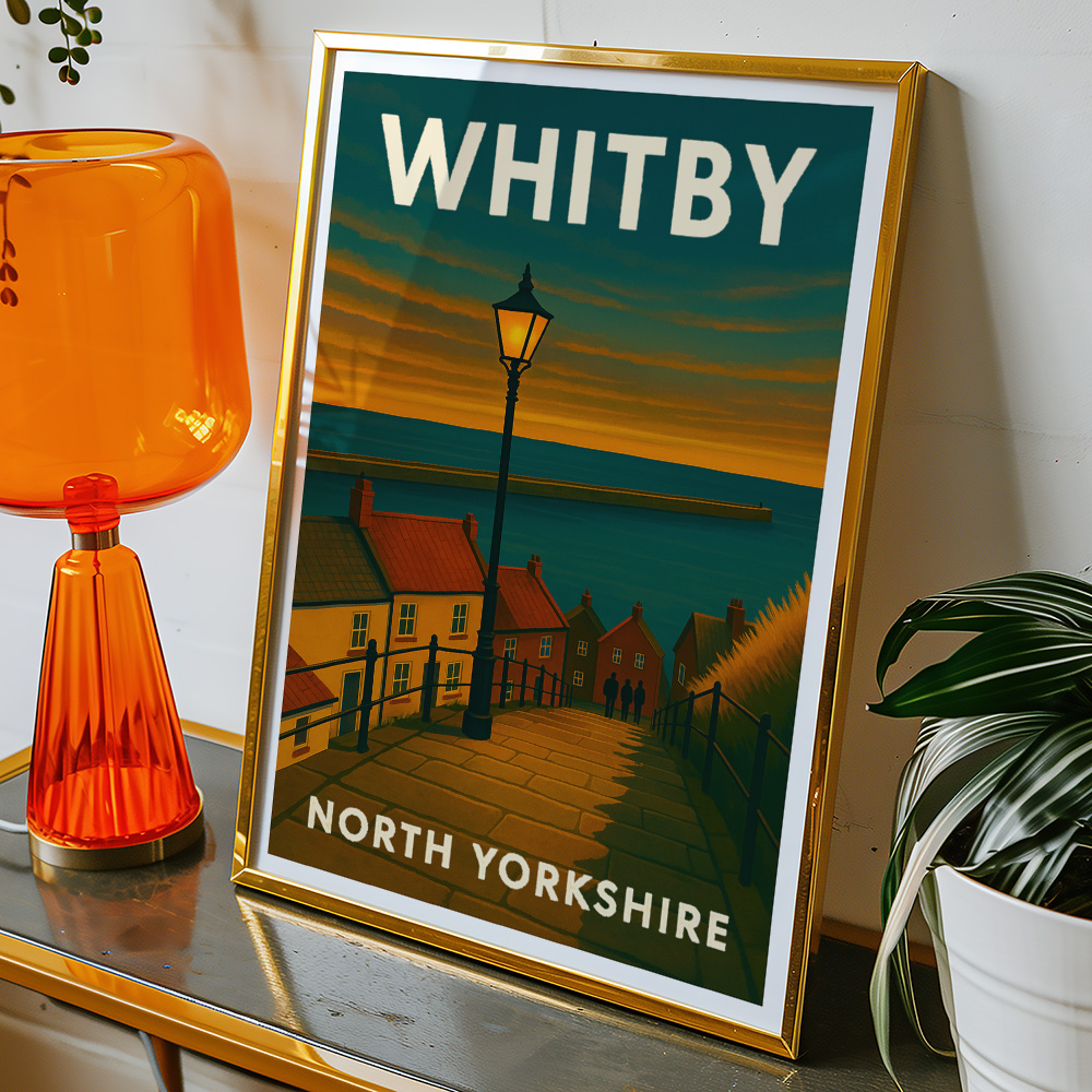 Alternative view of WHITBY STEPS AT SUNSET MINIMALIST TRAVEL POSTER NORTH EAST