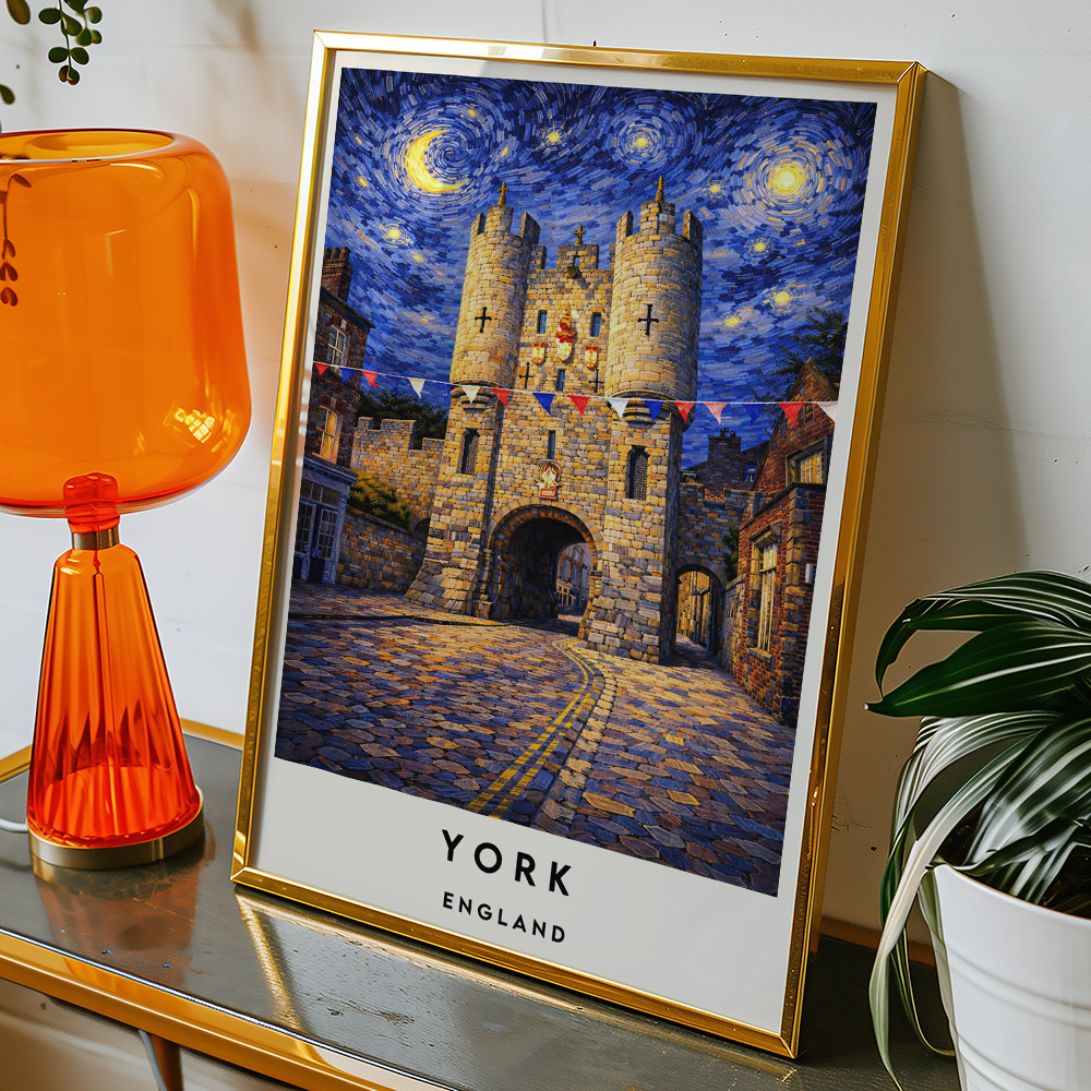 Alternative view of YORK MICKLEGATE AT NIGHT VAN GOGH STYLE TRAVEL POSTER NORTH EAST