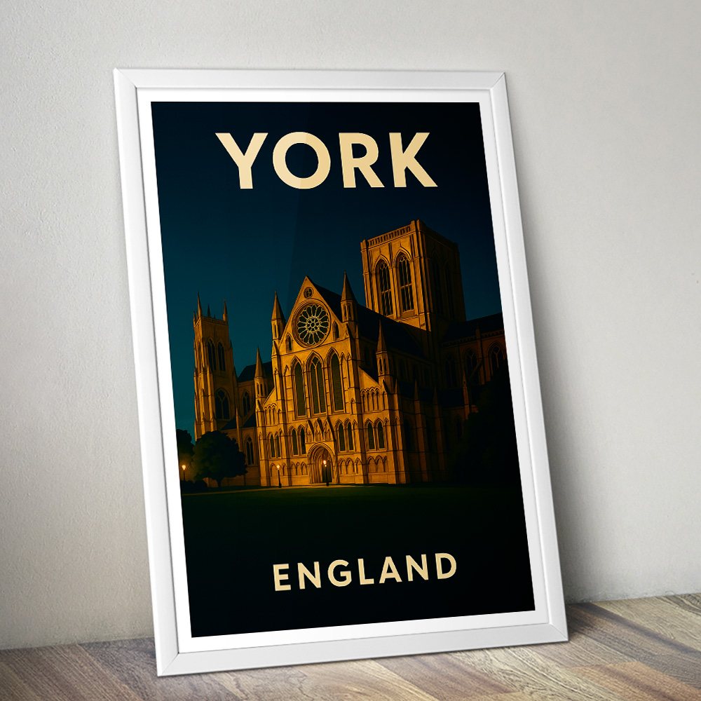 YORK MINSTER AT NIGHT MINIMALIST TRAVEL POSTER NORTH EAST