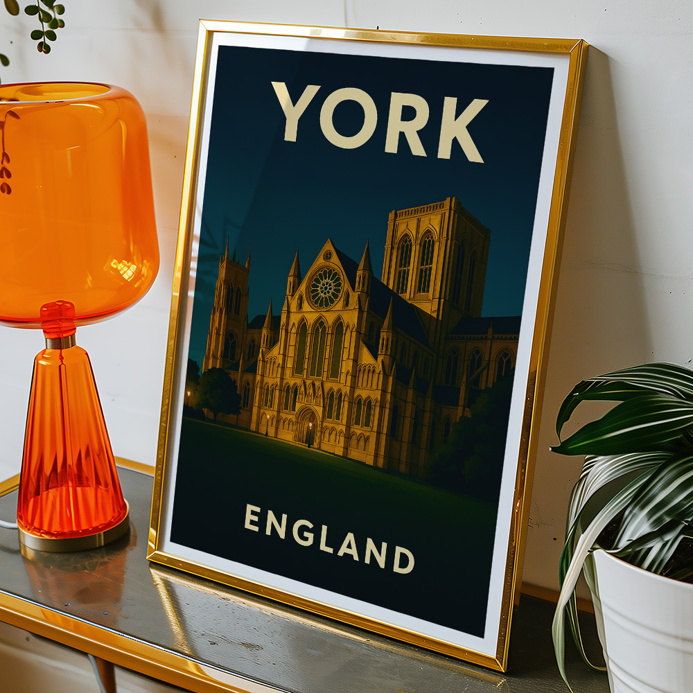 Alternative view of YORK MINSTER AT NIGHT MINIMALIST TRAVEL POSTER NORTH EAST
