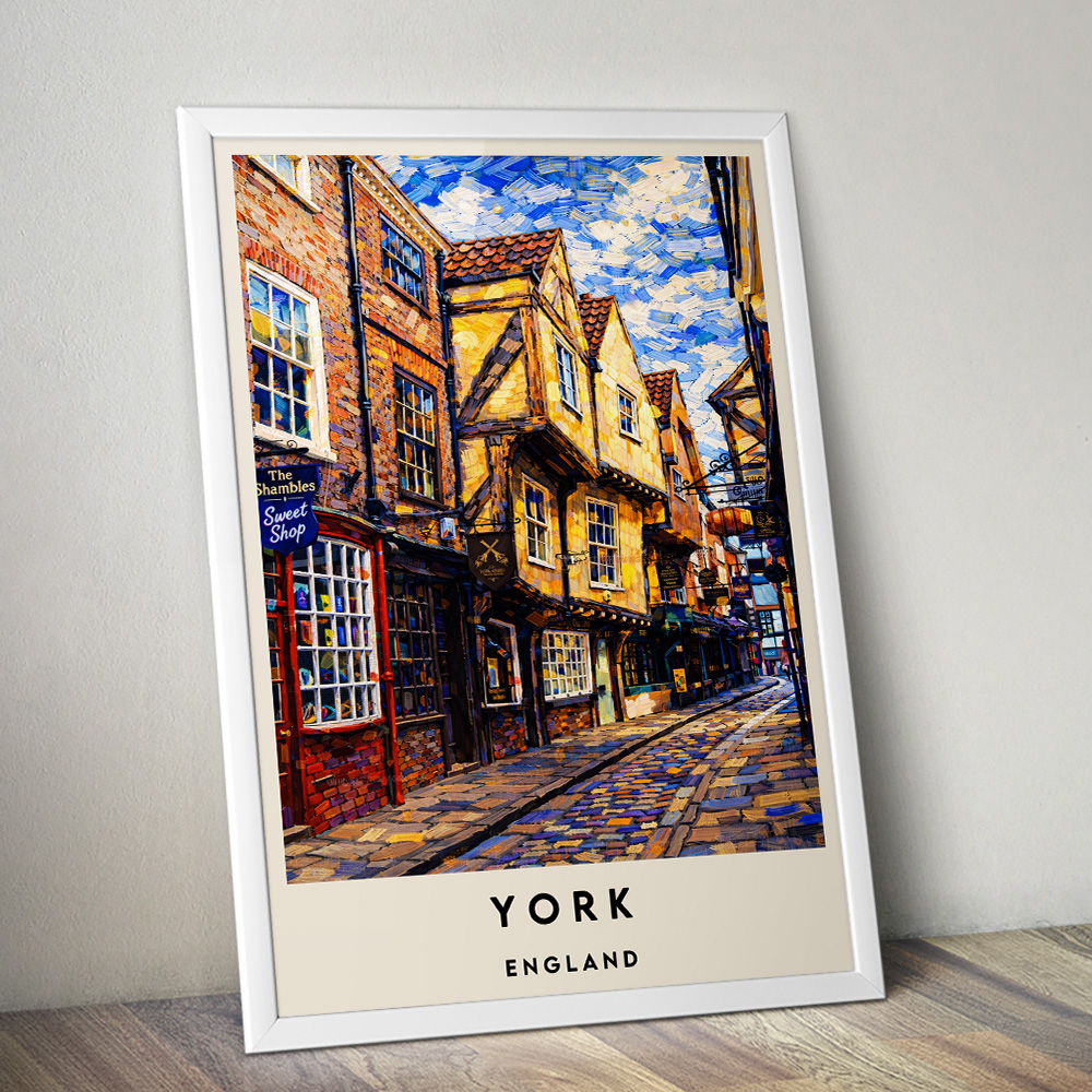 YORK SHAMBLES VAN GOGH STYLE TRAVEL POSTER