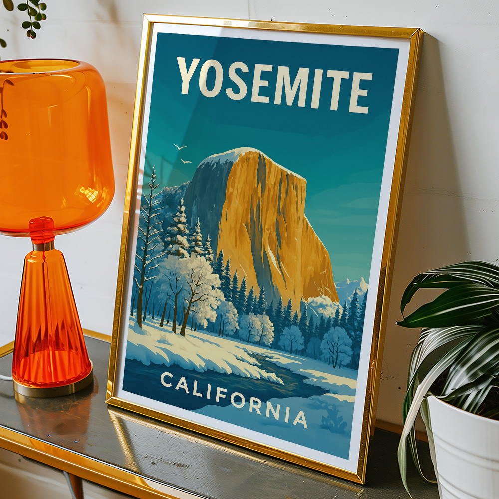 Alternative view of YOSEMITE EL CAPITAN IN WINTER MINIMALIST TRAVEL POSTER