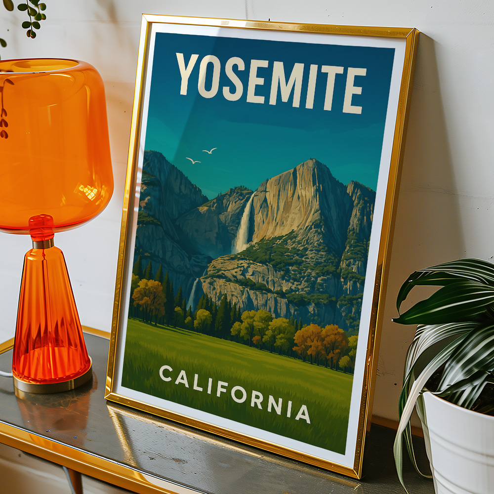 Alternative view of YOSEMITE FALLS MINIMALIST TRAVEL POSTER