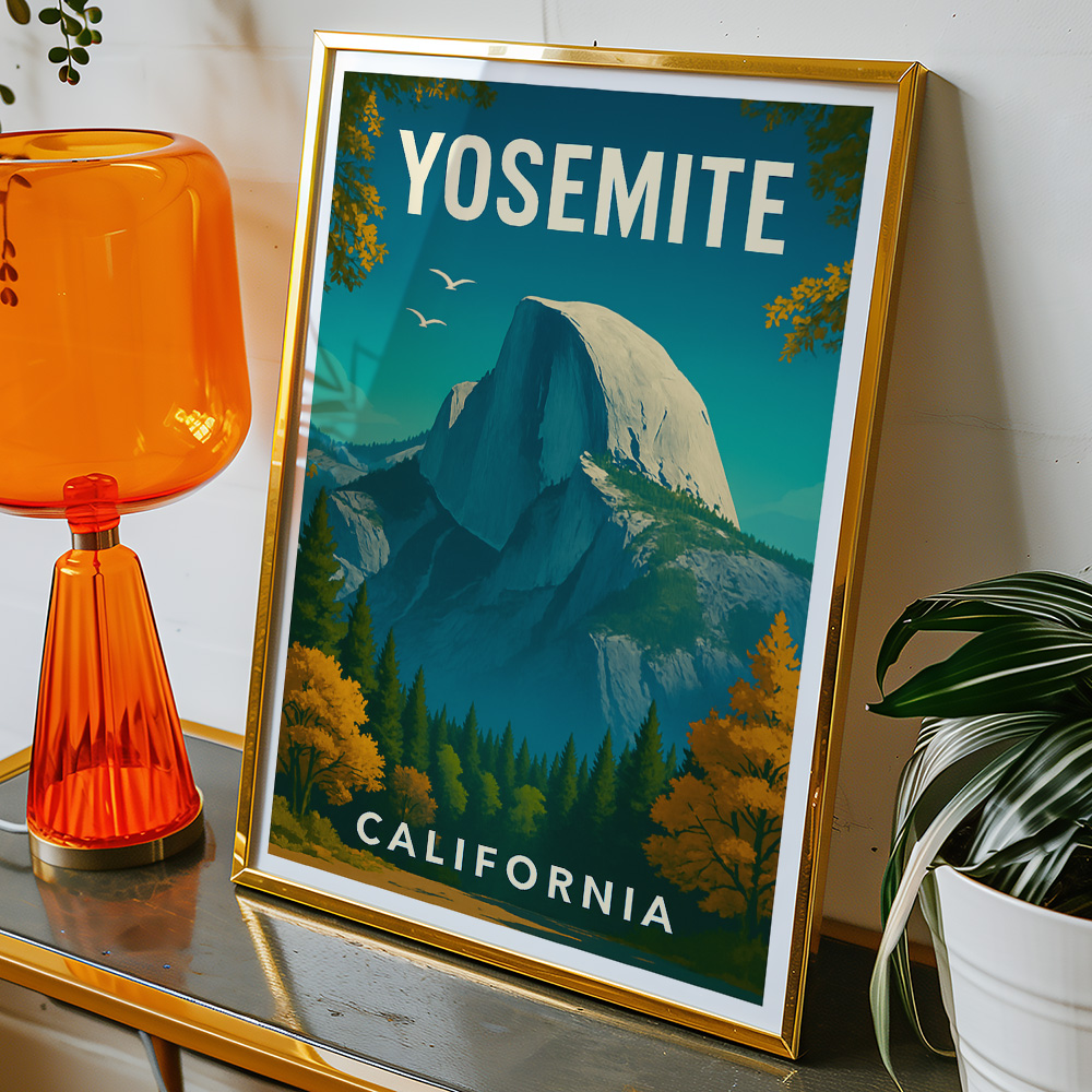 Alternative view of YOSEMITE HALF DOME MINIMALIST TRAVEL POSTER