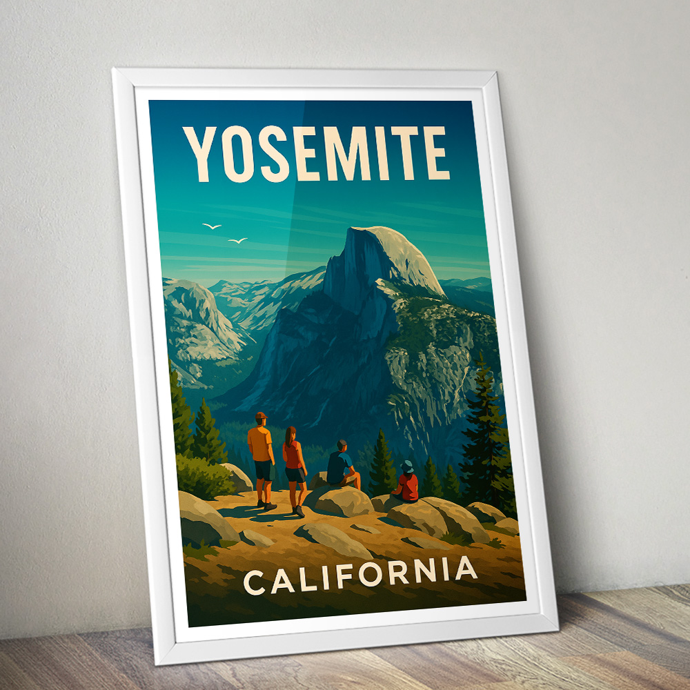 YOSEMITE HALF DOME GLACIER POINT MINIMALIST TRAVEL POSTER