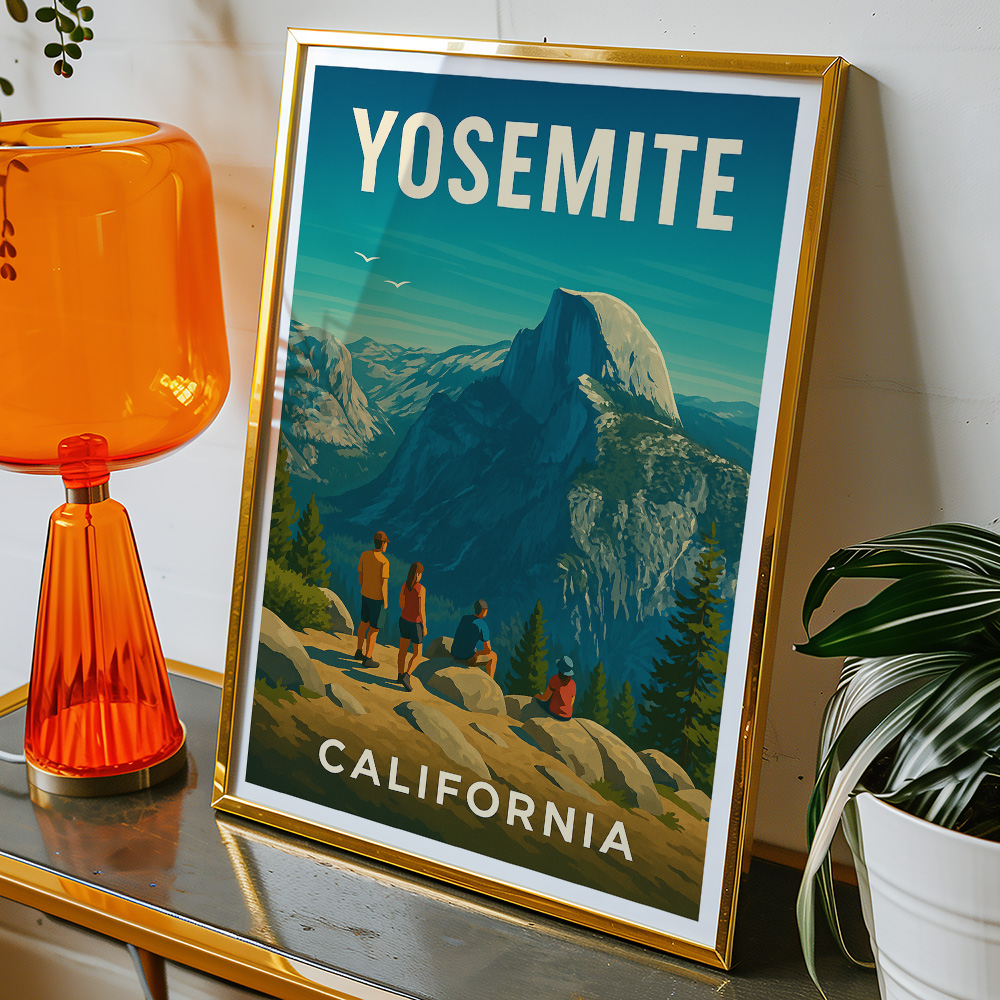Alternative view of YOSEMITE HALF DOME GLACIER POINT MINIMALIST TRAVEL POSTER