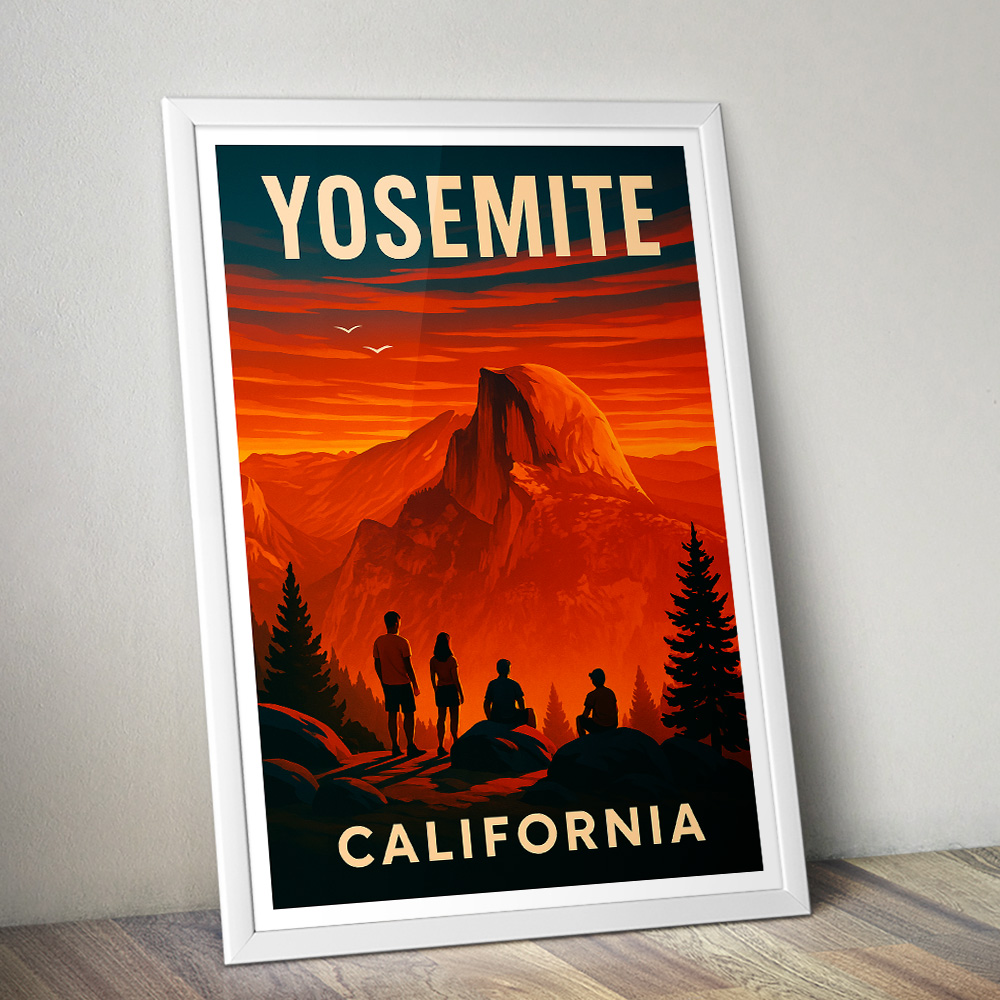 YOSEMITE HALF DOME GLACIER POINT SUNSET MINIMALIST TRAVEL POSTER