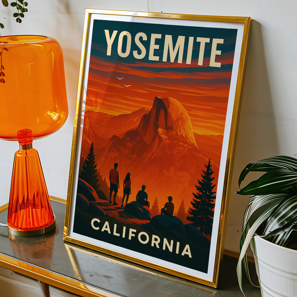Alternative view of YOSEMITE HALF DOME GLACIER POINT SUNSET MINIMALIST TRAVEL POSTER