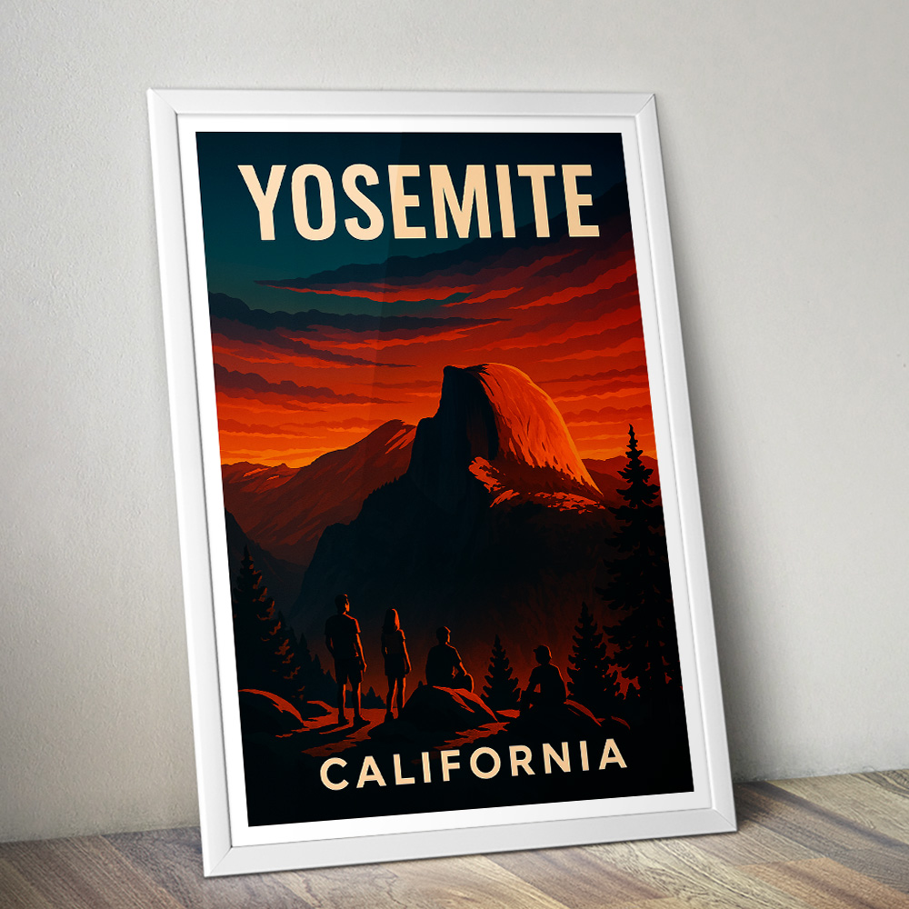 YOSEMITE'S HALF DOME SUNSET MINIMALIST TRAVEL POSTER