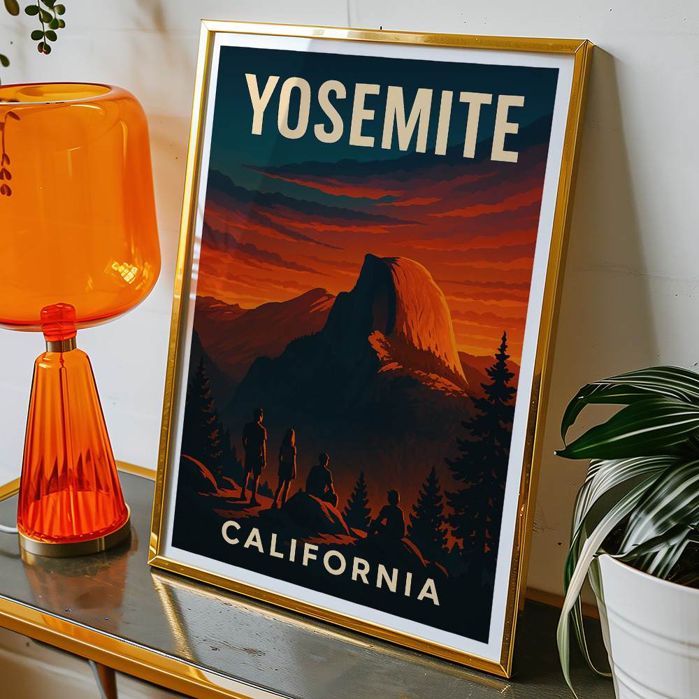 Alternative view of YOSEMITE'S HALF DOME SUNSET MINIMALIST TRAVEL POSTER