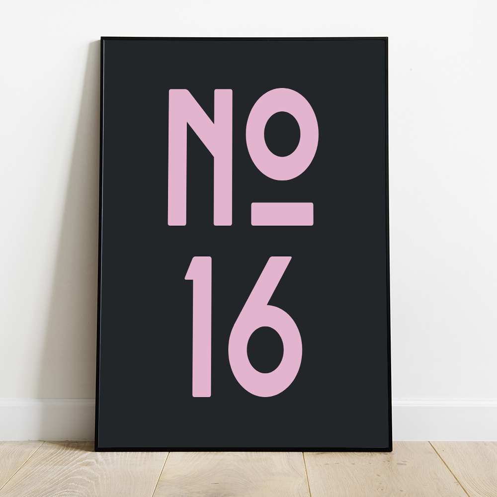 Alternative view of PERSONALISED ART DECO HOUSE NUMBER POSTER BLACK PINK