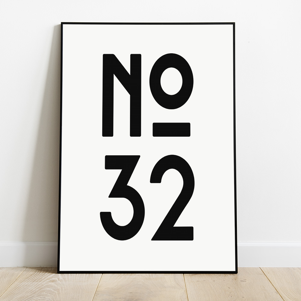 Alternative view of PERSONALISED ART DECO HOUSE NUMBER POSTER WHITE BLACK