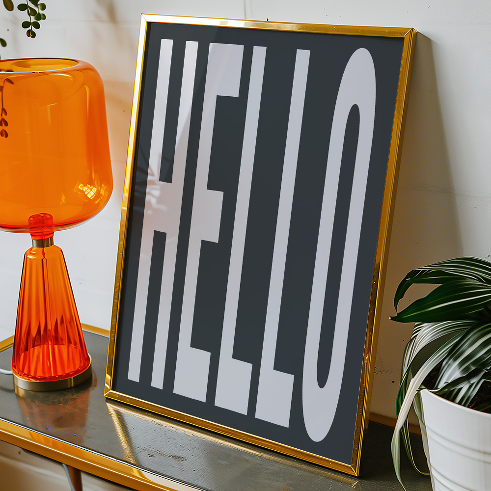 HELLO BLACK TYPOGRAPHY POSTER