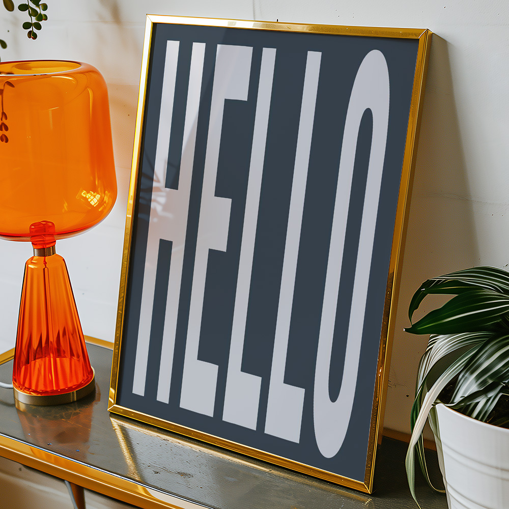 HELLO GREY TYPOGRAPHY POSTER