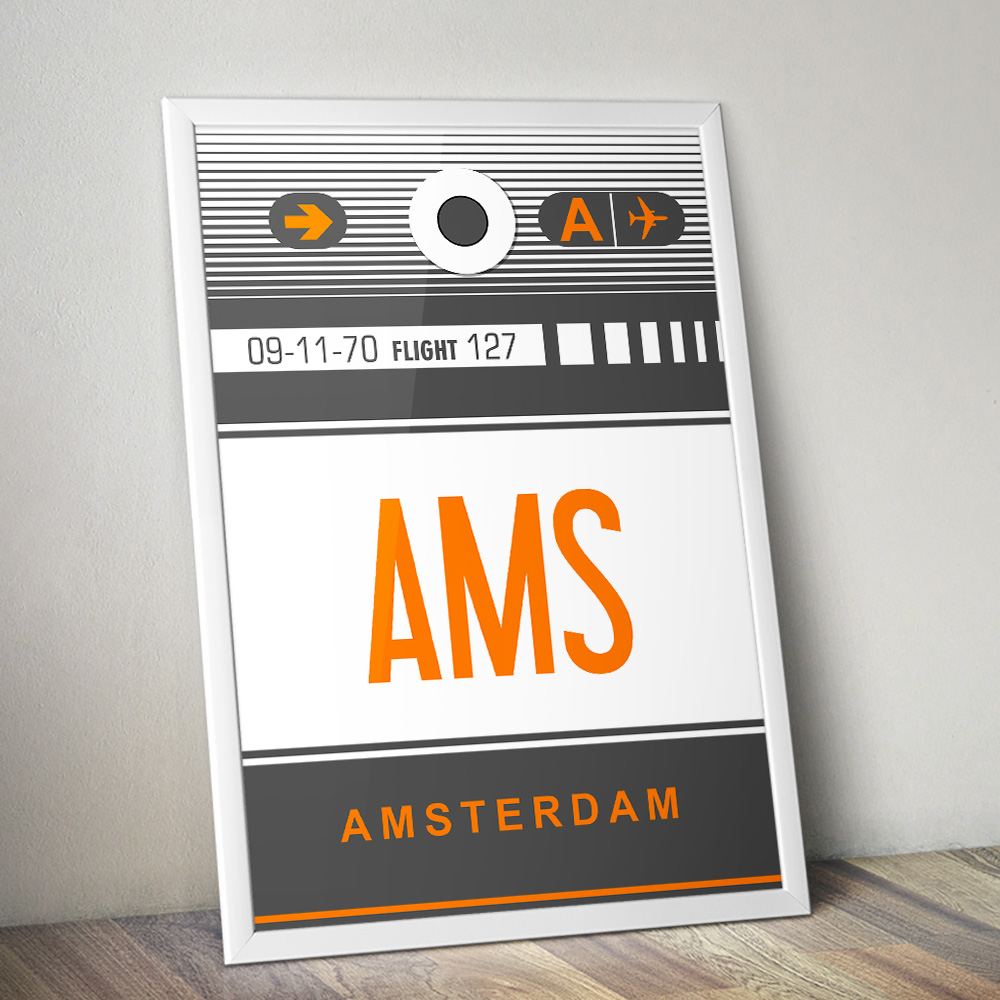 Alternative view of PERSONALISED FLIGHT LUGGAGE TAG TRAVEL POSTER AMS