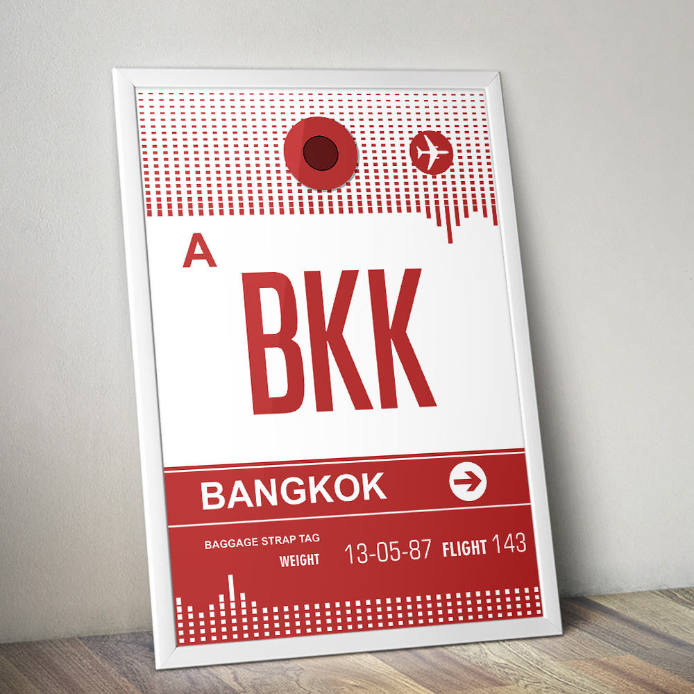 Alternative view of PERSONALISED FLIGHT LUGGAGE TAG TRAVEL POSTER BKK