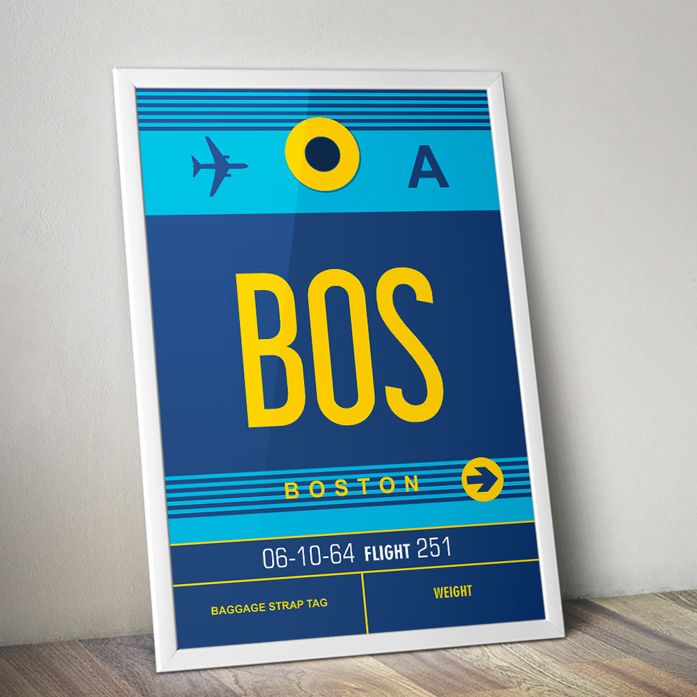 Alternative view of PERSONALISED FLIGHT LUGGAGE TAG TRAVEL POSTER BOS