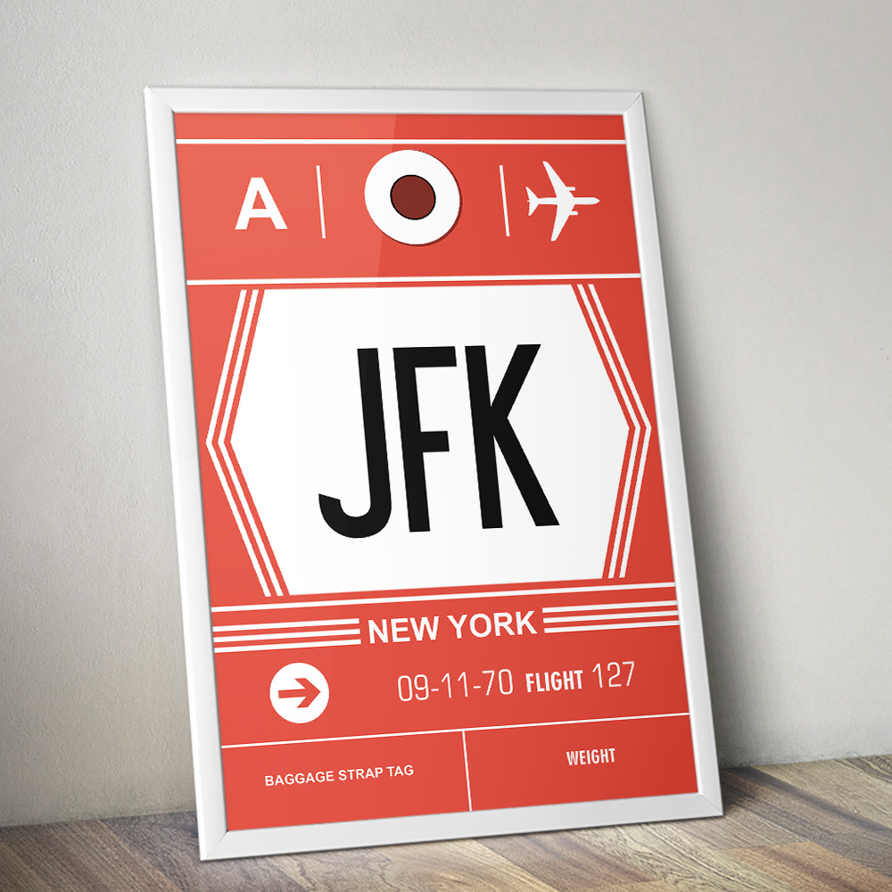 Alternative view of PERSONALISED FLIGHT LUGGAGE TAG TRAVEL POSTER JFK