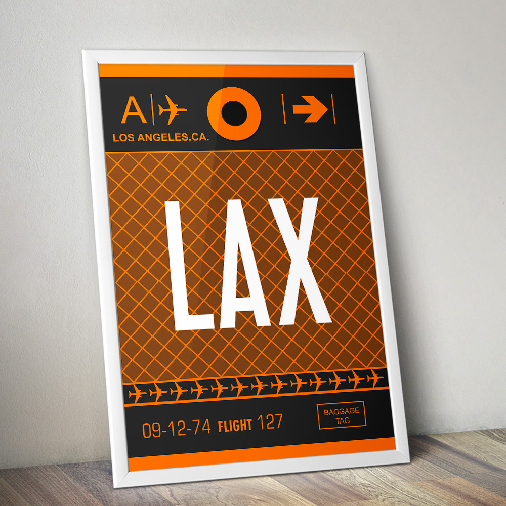 Alternative view of PERSONALISED FLIGHT LUGGAGE TAG TRAVEL POSTER LAX