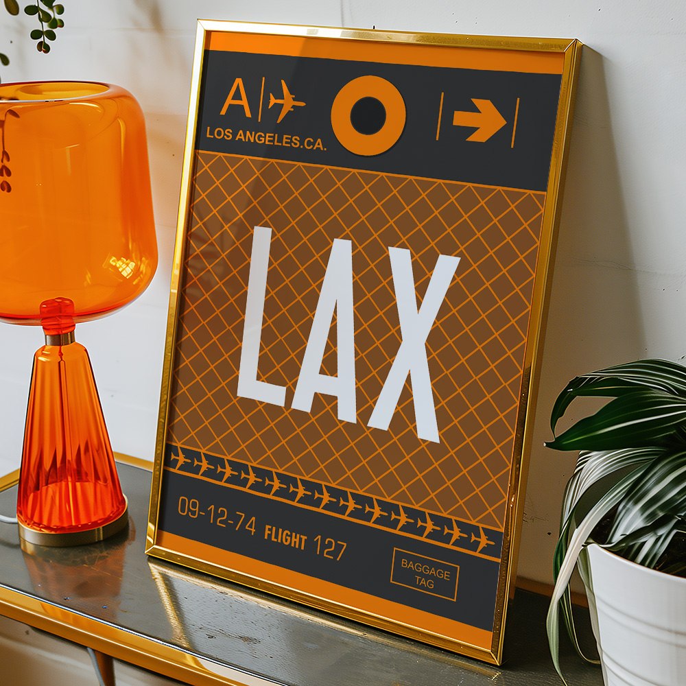 PERSONALISED FLIGHT LUGGAGE TAG TRAVEL POSTER LAX